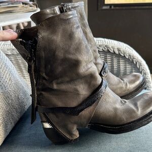 A.S. 98 Stylish Gray Leather Boots